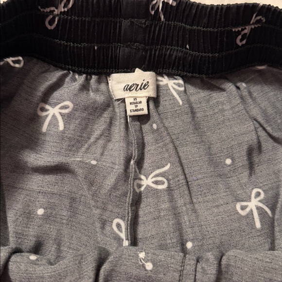 Aerie Black Pajama set with White Bow Design - Picture 7 of 9